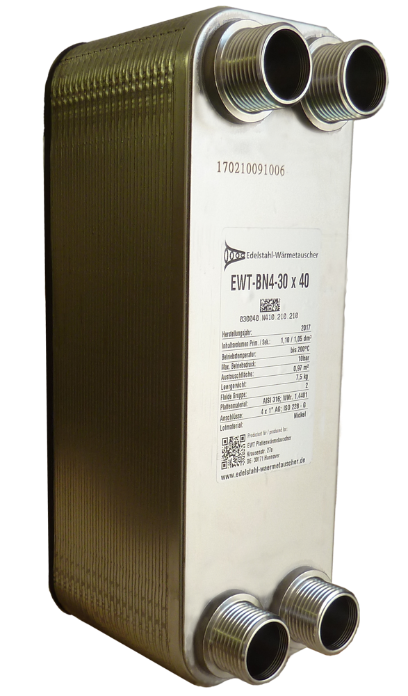 Plattenwärmetauscher EWT-BN4-30 Nickel gelötet Plattenwärmetauscher Nickel gelötet buntmetall frei